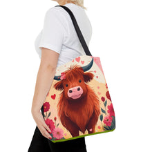 Load image into Gallery viewer, Charming Highland Cow Tote Bag