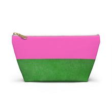 Load image into Gallery viewer, Colorful Accessory Pouch - Trendy Pink and Green T-bottom Bag for Everyday Essentials