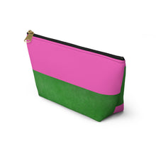 Load image into Gallery viewer, Colorful Accessory Pouch - Trendy Pink and Green T-bottom Bag for Everyday Essentials