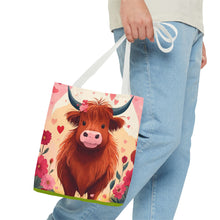 Load image into Gallery viewer, Charming Highland Cow Tote Bag