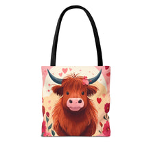 Load image into Gallery viewer, Charming Highland Cow Tote Bag