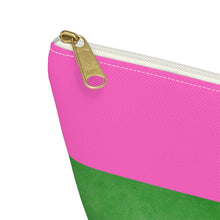 Load image into Gallery viewer, Colorful Accessory Pouch - Trendy Pink and Green T-bottom Bag for Everyday Essentials