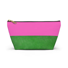 Load image into Gallery viewer, Colorful Accessory Pouch - Trendy Pink and Green T-bottom Bag for Everyday Essentials