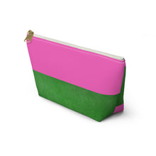 Load image into Gallery viewer, Colorful Accessory Pouch - Trendy Pink and Green T-bottom Bag for Everyday Essentials