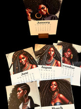 Load image into Gallery viewer, 12 Month Desk Calendar with Wooden Block | Art Desk Calendar| Modern Office Decor |Gift for Her | Freestanding Calendar