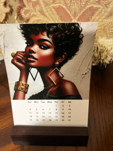 Load image into Gallery viewer, 12 Month Desk Calendar with Wooden Block | Art Desk Calendar| Modern Office Decor |Gift for Her | Freestanding Calendar