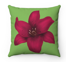 Load image into Gallery viewer, Kelly Green Pillow with Lily