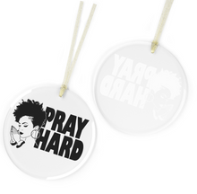 Load image into Gallery viewer, Praying Hard Glass Ornament