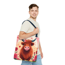 Load image into Gallery viewer, Charming Highland Cow Tote Bag
