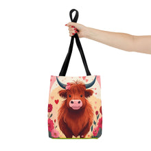 Load image into Gallery viewer, Charming Highland Cow Tote Bag
