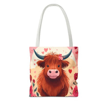 Load image into Gallery viewer, Charming Highland Cow Tote Bag
