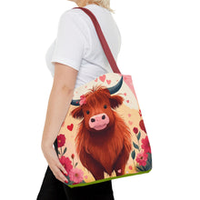 Load image into Gallery viewer, Charming Highland Cow Tote Bag
