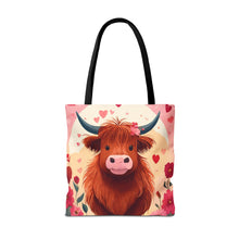 Load image into Gallery viewer, Charming Highland Cow Tote Bag
