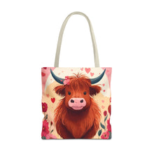 Load image into Gallery viewer, Charming Highland Cow Tote Bag
