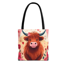 Load image into Gallery viewer, Charming Highland Cow Tote Bag
