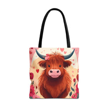 Load image into Gallery viewer, Charming Highland Cow Tote Bag
