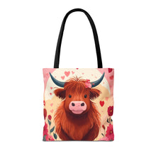 Load image into Gallery viewer, Charming Highland Cow Tote Bag
