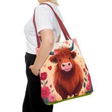 Load image into Gallery viewer, Charming Highland Cow Tote Bag
