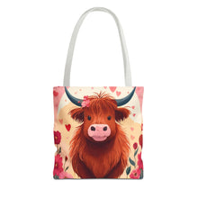 Load image into Gallery viewer, Charming Highland Cow Tote Bag
