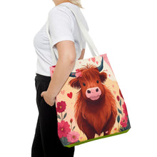 Load image into Gallery viewer, Charming Highland Cow Tote Bag
