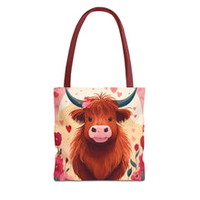 Load image into Gallery viewer, Charming Highland Cow Tote Bag
