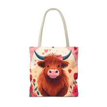 Load image into Gallery viewer, Charming Highland Cow Tote Bag
