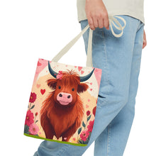 Load image into Gallery viewer, Charming Highland Cow Tote Bag
