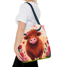 Load image into Gallery viewer, Charming Highland Cow Tote Bag
