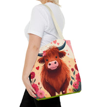 Load image into Gallery viewer, Charming Highland Cow Tote Bag
