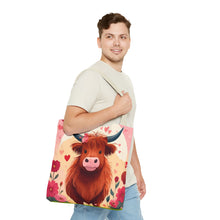 Load image into Gallery viewer, Charming Highland Cow Tote Bag
