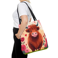 Load image into Gallery viewer, Charming Highland Cow Tote Bag
