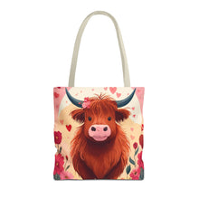 Load image into Gallery viewer, Charming Highland Cow Tote Bag
