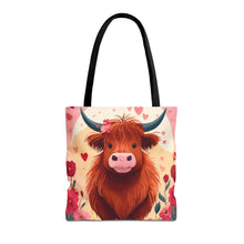 Load image into Gallery viewer, Charming Highland Cow Tote Bag
