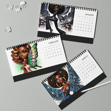 Load image into Gallery viewer, 2026 Desktop Calendar — Afro-Fantasy Fairy Art Monthly Calendar 10 in x 5 in
