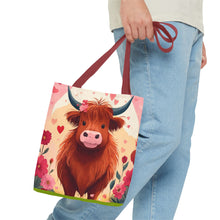 Load image into Gallery viewer, Charming Highland Cow Tote Bag
