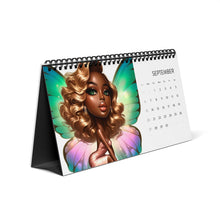 Load image into Gallery viewer, 2026 Desktop Calendar — Afro-Fantasy Fairy Art Monthly Calendar 10 in x 5 in
