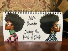 Load image into Gallery viewer, Giving All Kinds of Shade 2026 Desktop Calendar | Afrocentric Black Women Desk Calendar | Maximize With Maxx
