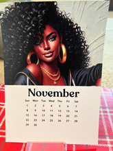 Load image into Gallery viewer, 12 Month Desk Calendar with Wooden Block | Art Desk Calendar| Modern Office Decor |Gift for Her | Freestanding Calendar

