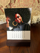 Load image into Gallery viewer, 12 Month Desk Calendar with Wooden Block | Art Desk Calendar| Modern Office Decor |Gift for Her | Freestanding Calendar
