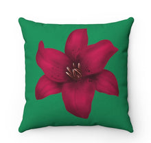 Load image into Gallery viewer, Kelly Green Pillow with Lily
