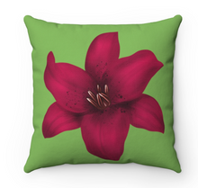 Load image into Gallery viewer, Kelly Green Pillow with Lily
