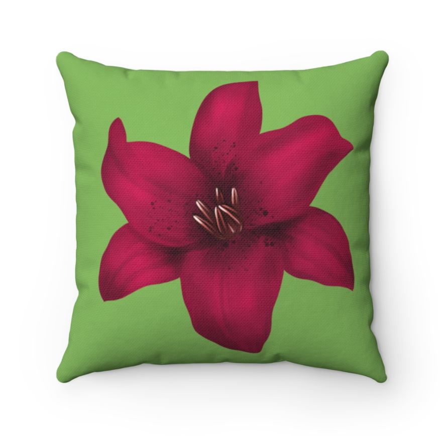 Kelly Green Pillow with Lily